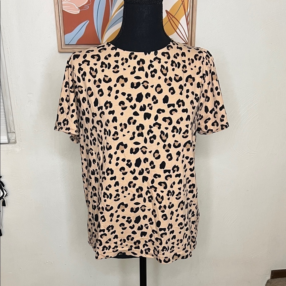 J. Crew Leopard Print Tee Top Size M